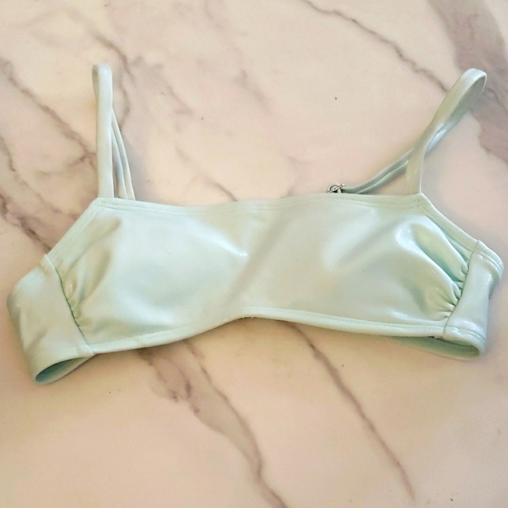 Xhilaration Shiny Blue Green Bralette Bikini Top Size XS NWOT #